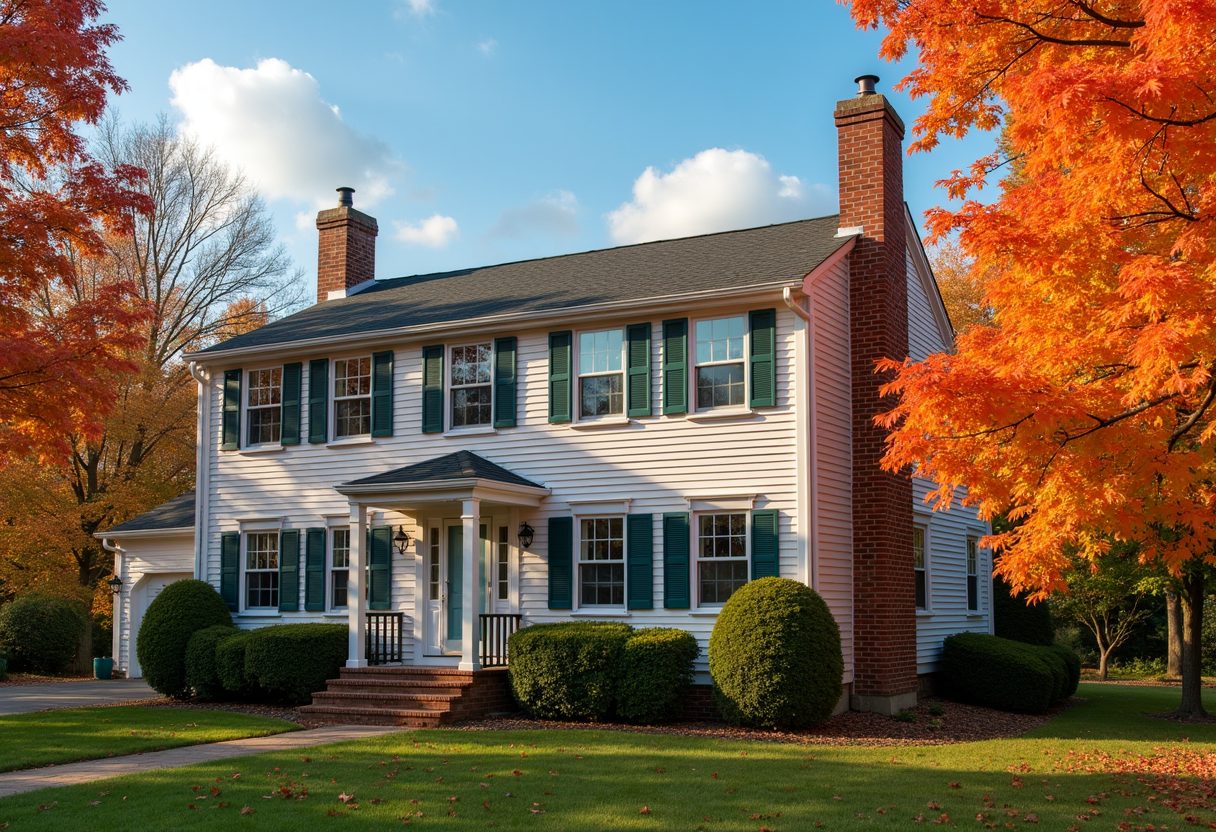 Two-storey home with a restored brick chimney — Mill Creek